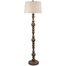 Aged Brown Floor Lamp with Drum Shade Image
