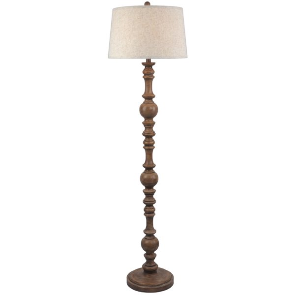 Aged Brown Floor Lamp with Drum Shade