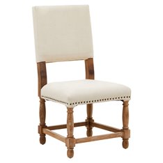 Washed Oak Linen Dining Chair Image