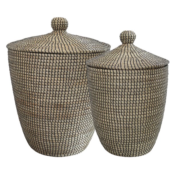 Alibaba Black woven Laundry Baskets (PAIR)