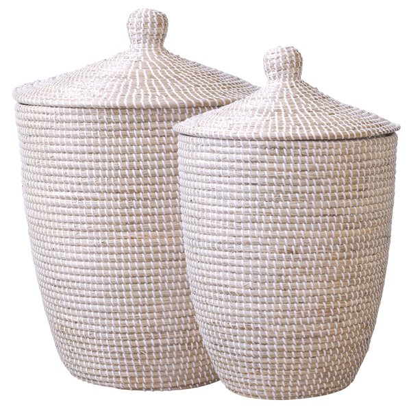 Alibaba White woven Laundry Baskets (PAIR)