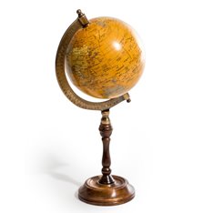 Antique Brown Globe on Wooden Stand Image