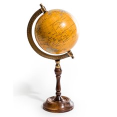 Antique Brown Globe on Wooden Stand Image