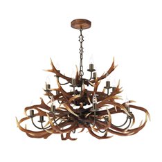 Black Antler tiered pendant 17 lights Image