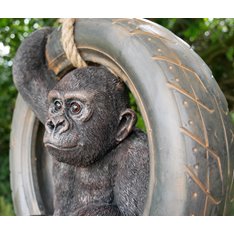 Baby Gorilla in Tyre Garden Ornament  Image