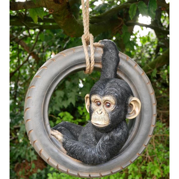 Baby Monkey in Tyre Garden Ornament 