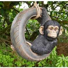 Baby Monkey in Tyre Garden Ornament  Image