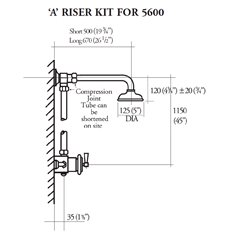 Barber Wilson Thermostatic Shower Mixer Valve riser pipe 8" Rose Image