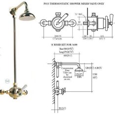 Barber Wilson Thermostatic Shower Mixer Valve riser pipe 8" Rose Image