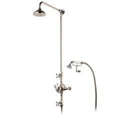 Barber Wilsons Thermostatic shower mixer, hand shower, overhead arm, rose Image