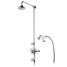Barber Wilsons Thermostatic shower mixer, hand shower, overhead arm, rose Image