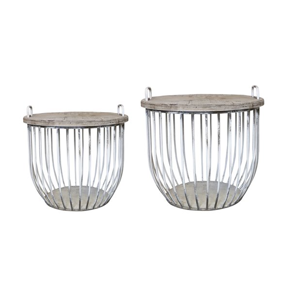 Basket Side Tables ivory