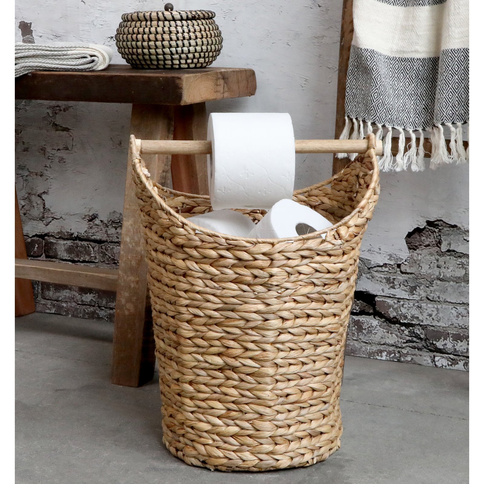 Basket with Toilet Roll holder - Natural Image