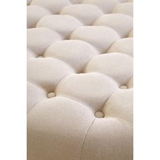 Beige Velvet Button Round Footstool  Image