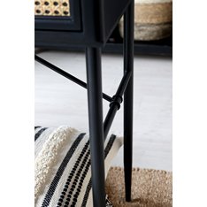 Black and Rattan 3 Drawer Desk Image
