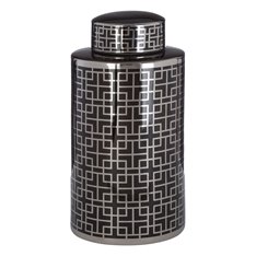 Black and Silver Geometric Ginger Jar Image