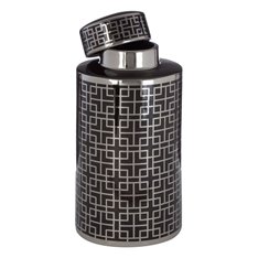 Black and Silver Geometric Ginger Jar Image