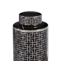 Black and Silver Geometric Ginger Jar Image