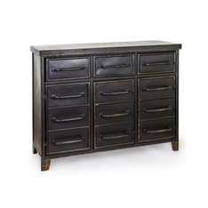 Black Distressed Metal Multi drawer Cabinet Image