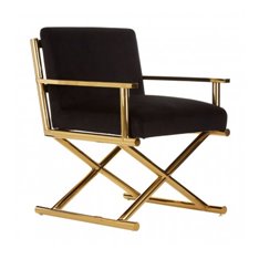 Black & Gold Velvet Directors Chair Image