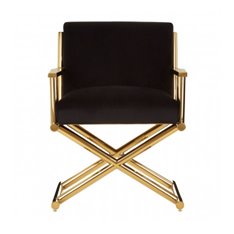 Black & Gold Velvet Directors Chair Image