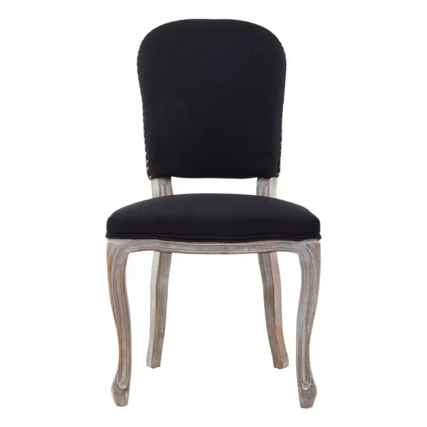 Black Linen Washed Wood Dining Chair