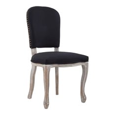 Black Linen Washed Wood Dining Chair Image