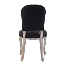 Black Linen Washed Wood Dining Chair Image