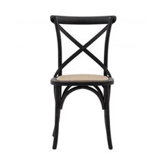 Black Oak and Rattan Cross Back Dining Chair (Pair) Image