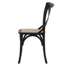 Black Oak and Rattan Cross Back Dining Chair (Pair) Image