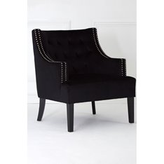 Black velvet studded Armchair Image