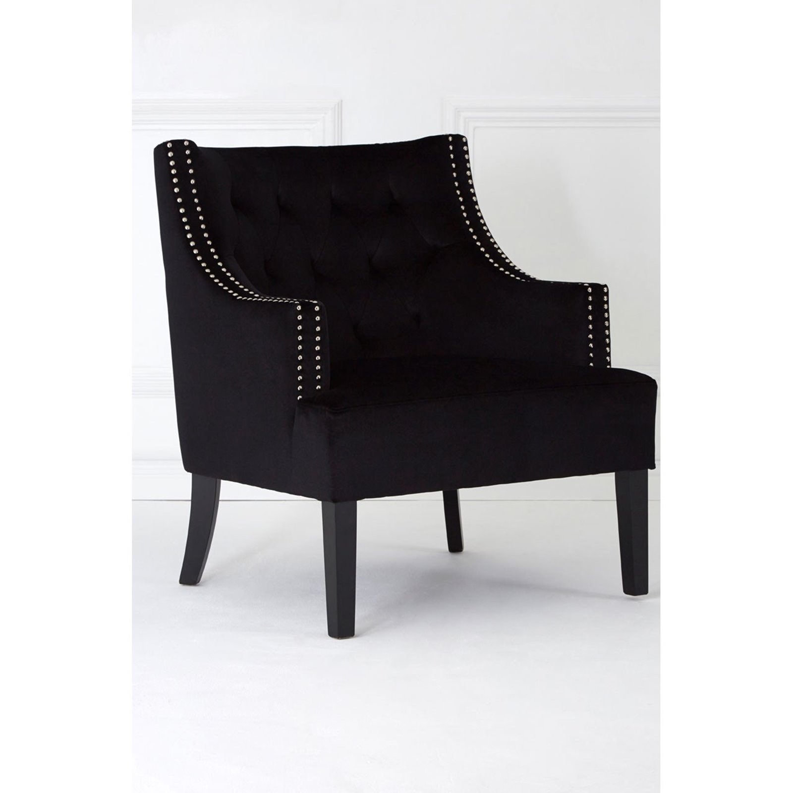 black velvet studded armchair