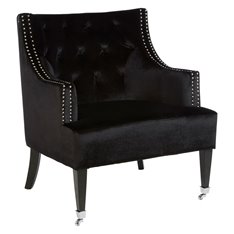 Black velvet studded Armchair Image