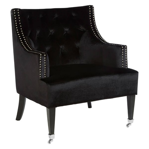 Black velvet studded Armchair