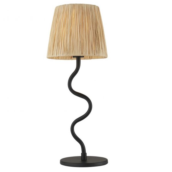 Black Wiggle Lamp with Pleated Shade