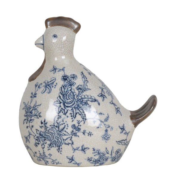 Blue and Grey Porcelain Chicken