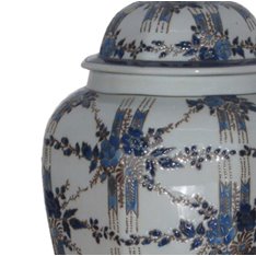 Blue and Ivory Floral Ginger Jar Image