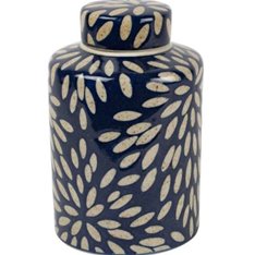 Blue and Ivory Petal Ginger Jar Image