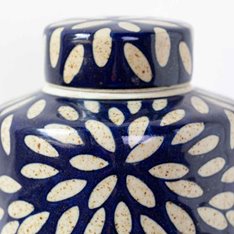 Blue and Ivory Petal Ginger Jar Image