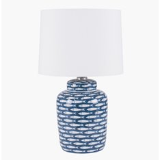 Blue and White Fishes Ceramic Lamp & Shade Image