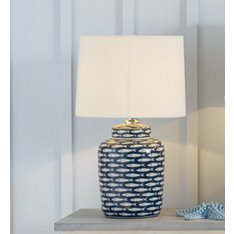 Blue and White Fishes Ceramic Lamp & Shade Image