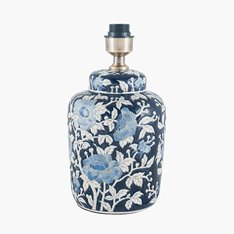 Blue and White Flower Lamp with Shade Image