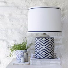 Blue and White Ikat design Lamp and Shade Image