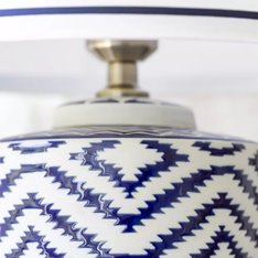 Blue and White Ikat design Lamp and Shade Image
