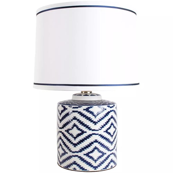 Blue and White Ikat design Lamp and Shade
