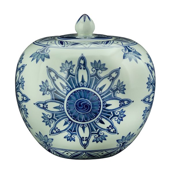 Blue and White Round Ginger Jar