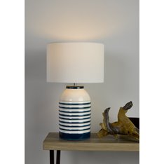 Blue and White Stripe Table Lamp Image