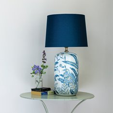 Blue Bird & Palms Lamp With Blue Shade  Image