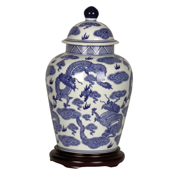 Blue Dragon Ginger Jar on Base