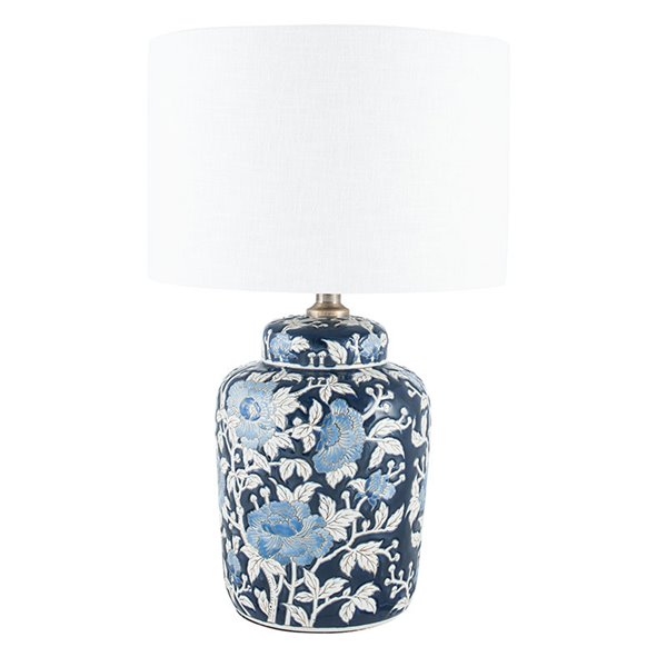 Blue Floral Ceramic Lamp & Shade
